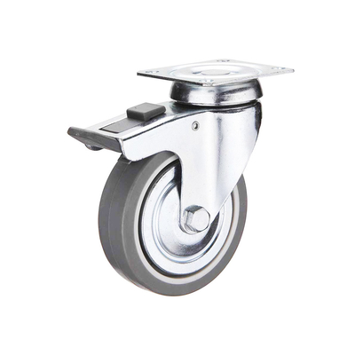 Light Duty Thermoplastic Rubber Caster Wheels 4 Inch Diameter Swivel TPR Casters