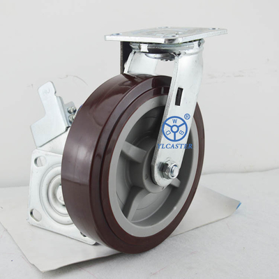 8 Inch Heavy Duty Polyurethane Trolley Wheels Swivel Type Soft Casters