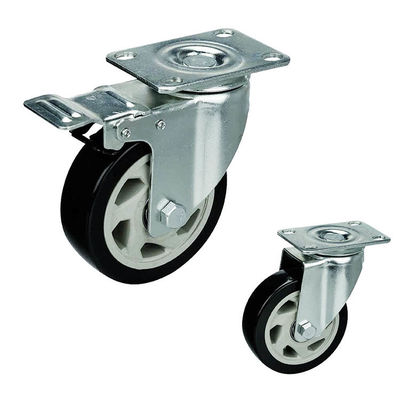 6 inch plate black pvc tread on pp core swivel medium duty casters