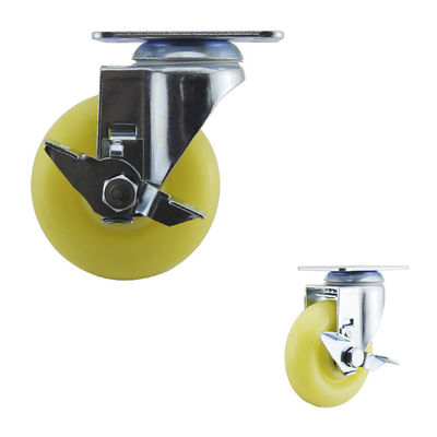 4 Inch Side Brake Medium Duty Casters Yellow PP Swivel Plate