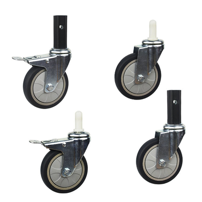 4" Expanding TPR Lockable Trolly Cart Casters Soft Trolley Wheels With Covers