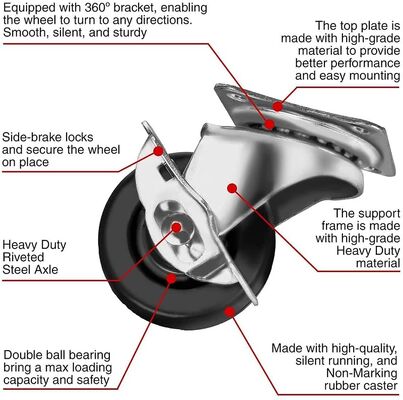 เครื่องปรับปรุงแผ่นไนลอนที่มีหมุนลูกบอลและล้อแกนแข็ง ทนทานอุตสาหกรรมเกรดภาระหนัก การแก้ไขการเคลื่อนไหว