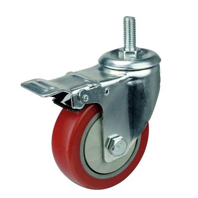 4 Inch Wheel Width Medium Duty Casters Including Side Lock Brake Type and Bolt Hole Spacing 2-7/8 X 2-7/8 Inch Designed for Load Handling