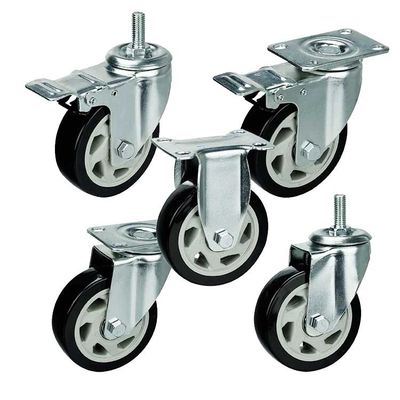 6 inch plate black pvc tread on pp core swivel medium duty casters