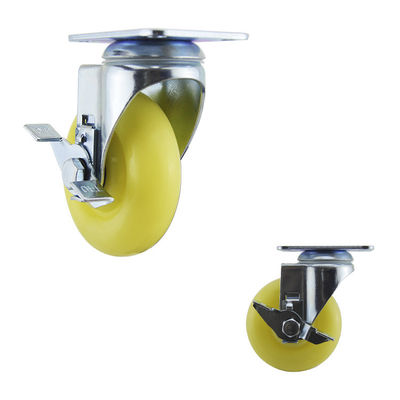 4 Inch Side Brake Medium Duty Casters Yellow PP Swivel Plate