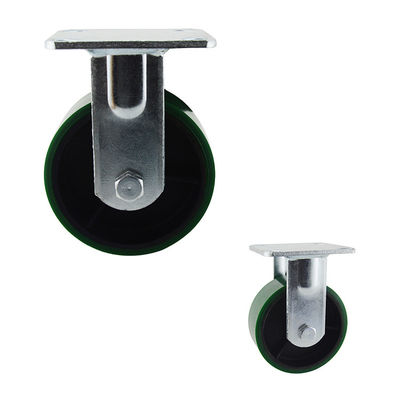 400 กิโลกรัมเหล็ก PU ปลาคงที่ 5 นิ้ว Rotating Casters กลมคู่หลอด