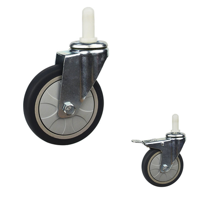 4" Expanding TPR Lockable Trolly Cart Casters Soft Trolley Wheels With Covers