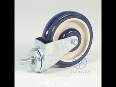 ลูกล้อรถเข็นก้านเกลียว pu สีฟ้า โชว์ YLcaster