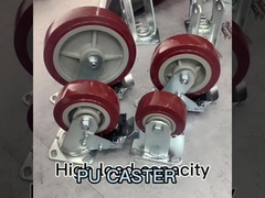 สีแดง 230 กิโลกรัม PU ปลาคงที่ 125 มิลลิเมตร Heavy Duty Casters